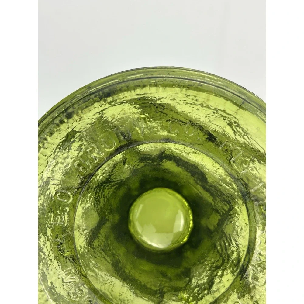 Vintage EO Brody M3000 Olive Green Textured Pedestal Glass Vase Planter 7
